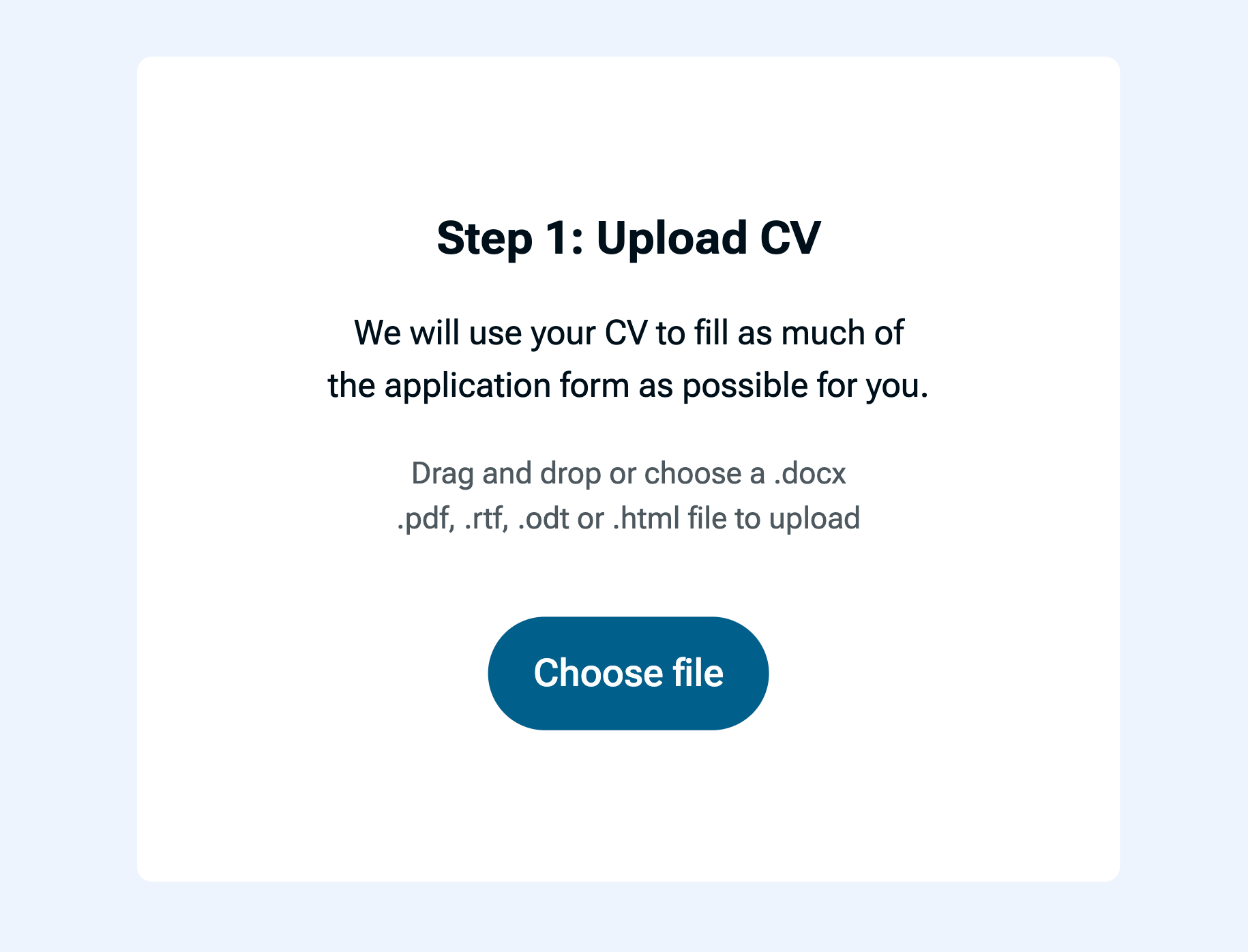 Step 1 Screenshot - CV Upload and Auto-Fill