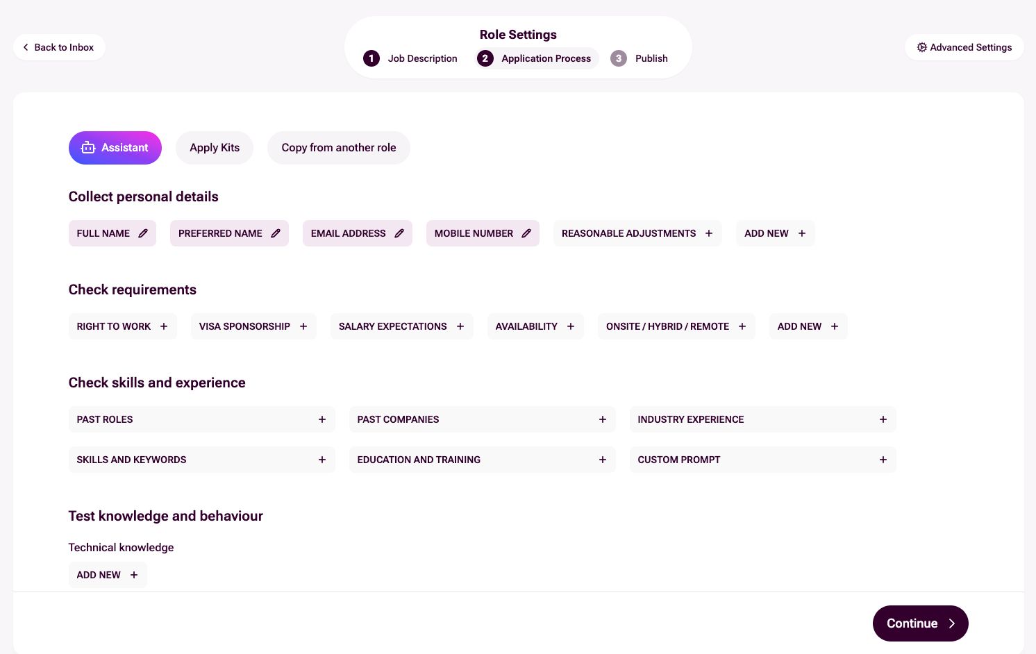Application Process page in First